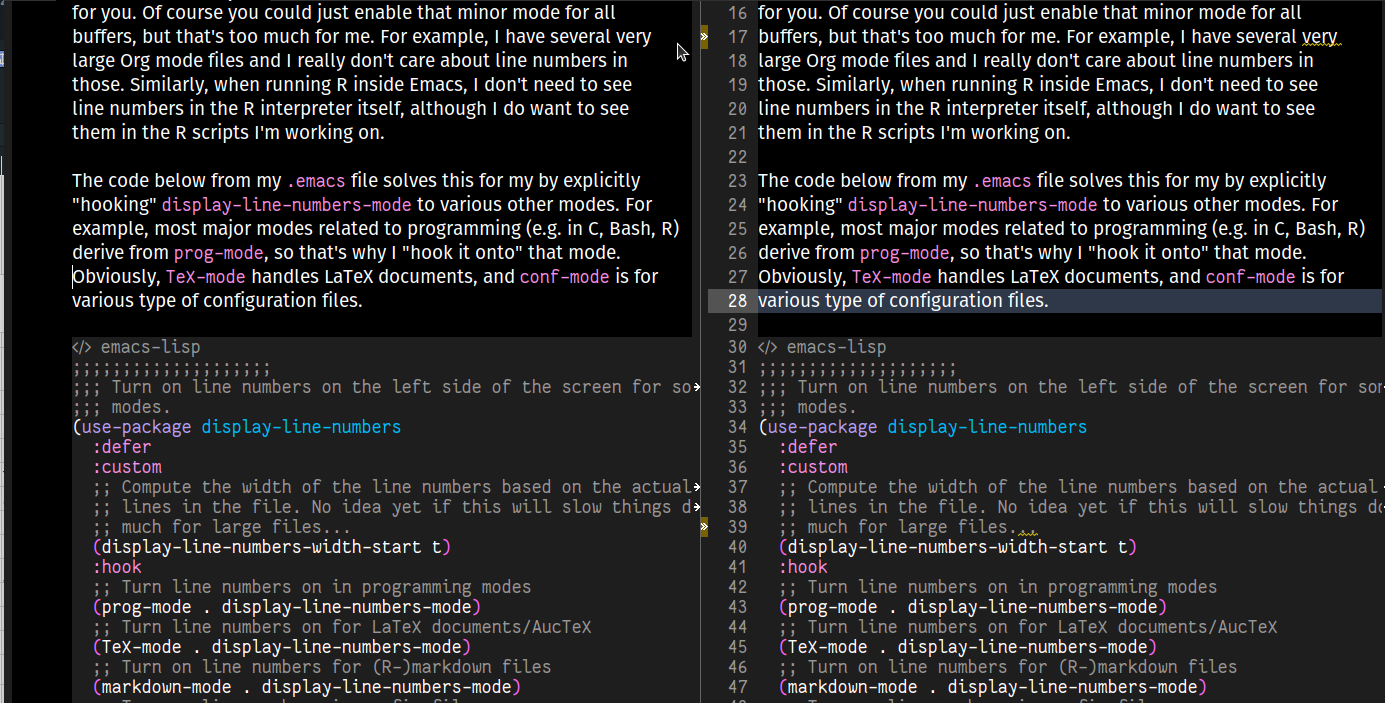 20250218-Emacs_buffers_with_and_without_line_numbers.png